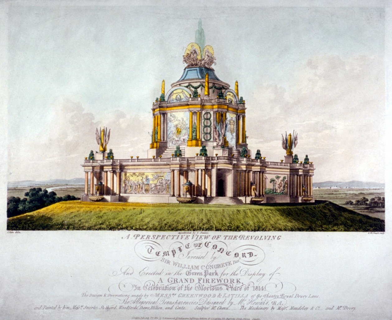 Concordin temppeli, Green Park, Westminster, Lontoo, 1814 tekijältä J Jeakes