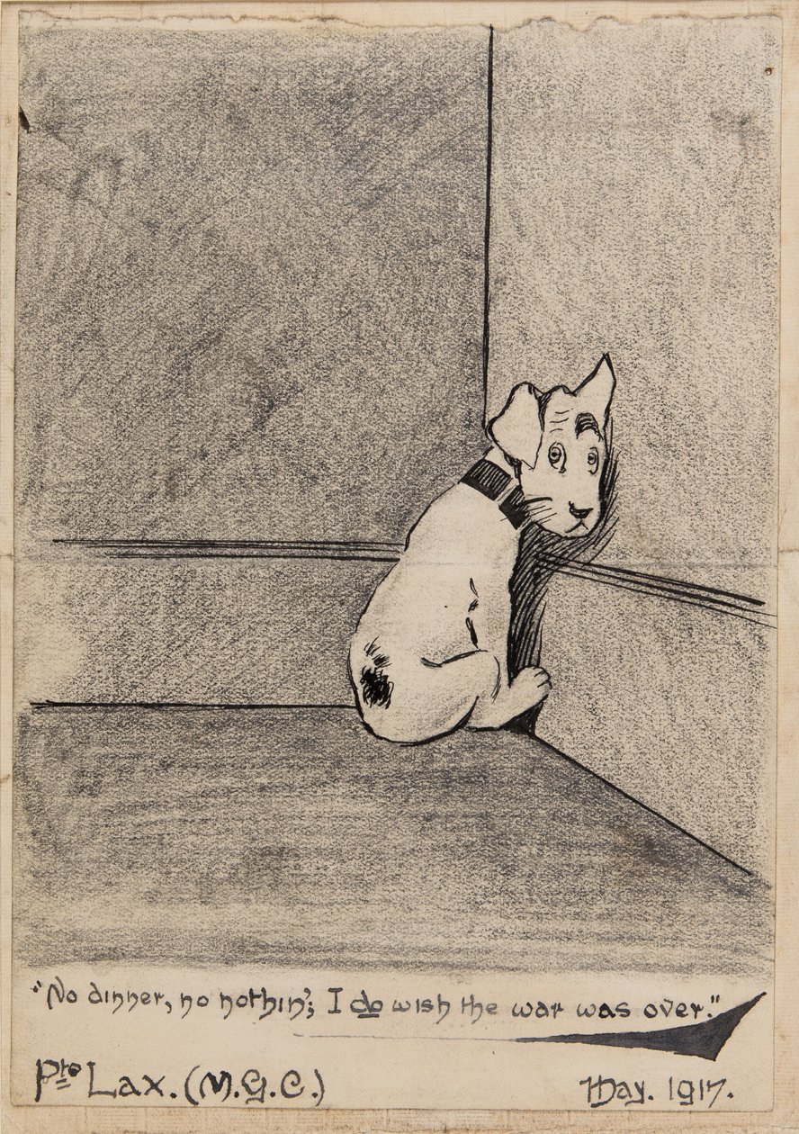 Ei illallista, ei mitään, toivon, että sota olisi ohi, 1917 (kynä, kynä ja muste paperille) tekijältä J. Lax