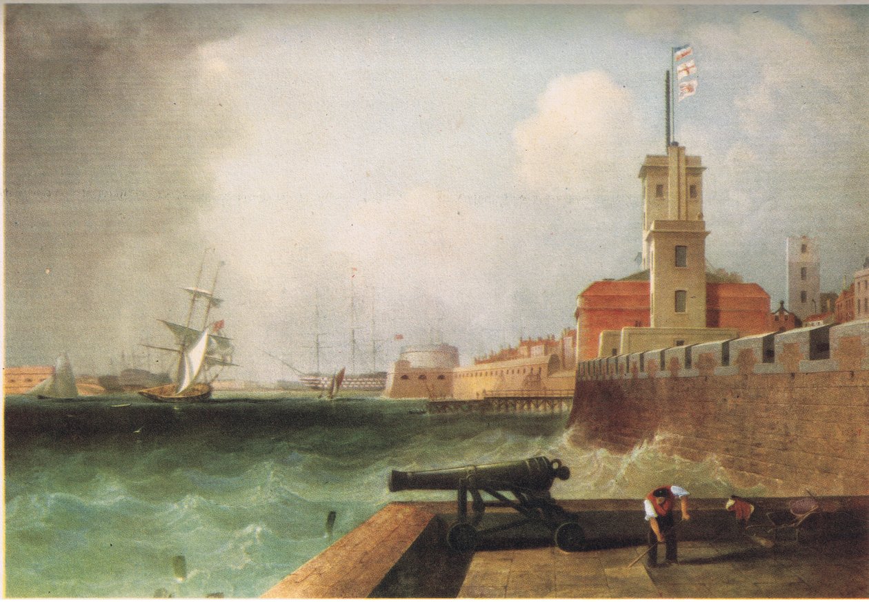 Portsmouthin sataman sisäänkäynti 1846 tekijältä J. Lynn