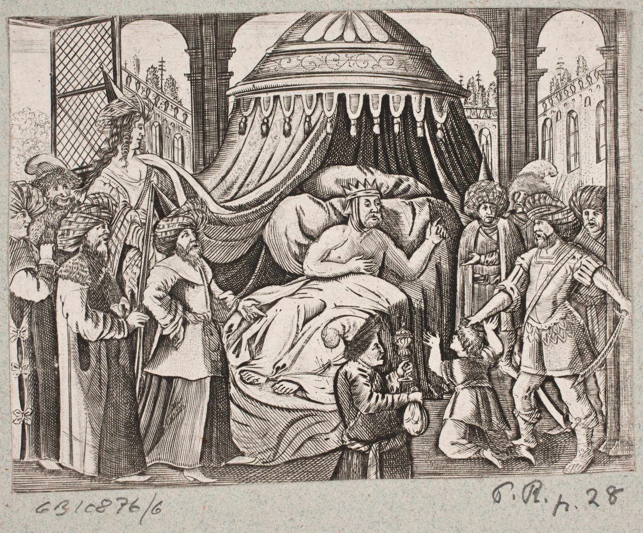 Kuvitus Adam Oleariukselle, "Persialainen Rosenthal, nerokas runoilija Schich Saadi […]", Schleswig 1660 tekijältä J. Muller