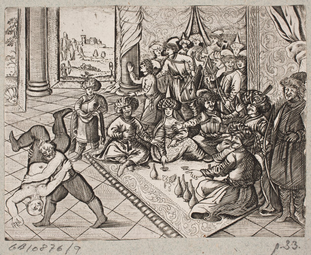 Kuvitus Adam Oleariukselle, "Persialainen Rosenthal, nerokas runoilija Schich Saadi […]", Schleswig 1660 tekijältä J. Muller