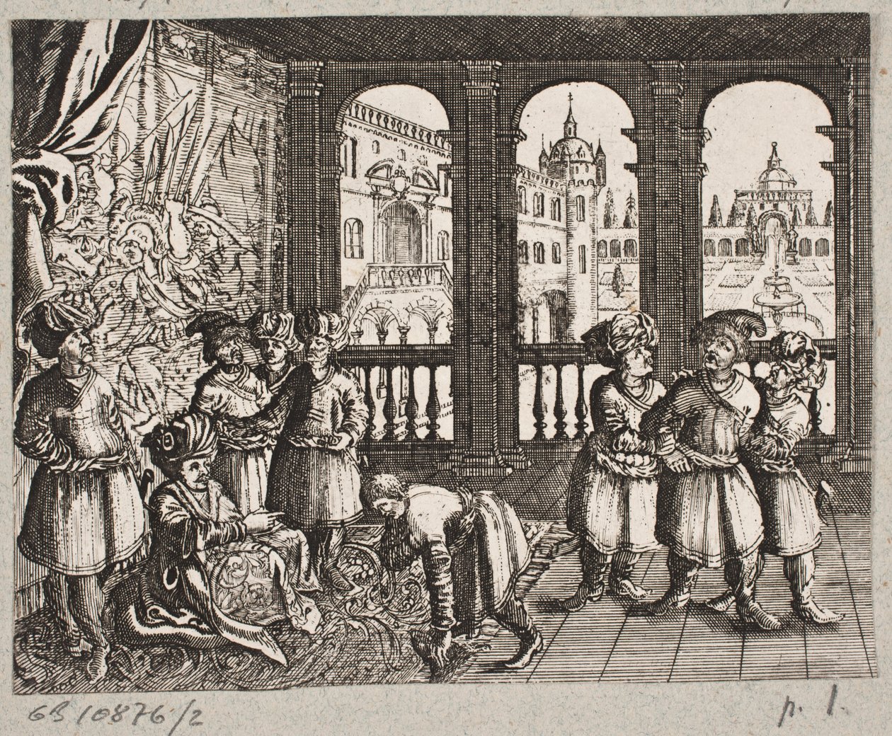 Kuvitus Adam Oleariukselle, "Persialainen Rosenthal, nerokas runoilija Schich Saadi […]", Schleswig 1660 tekijältä J. Muller