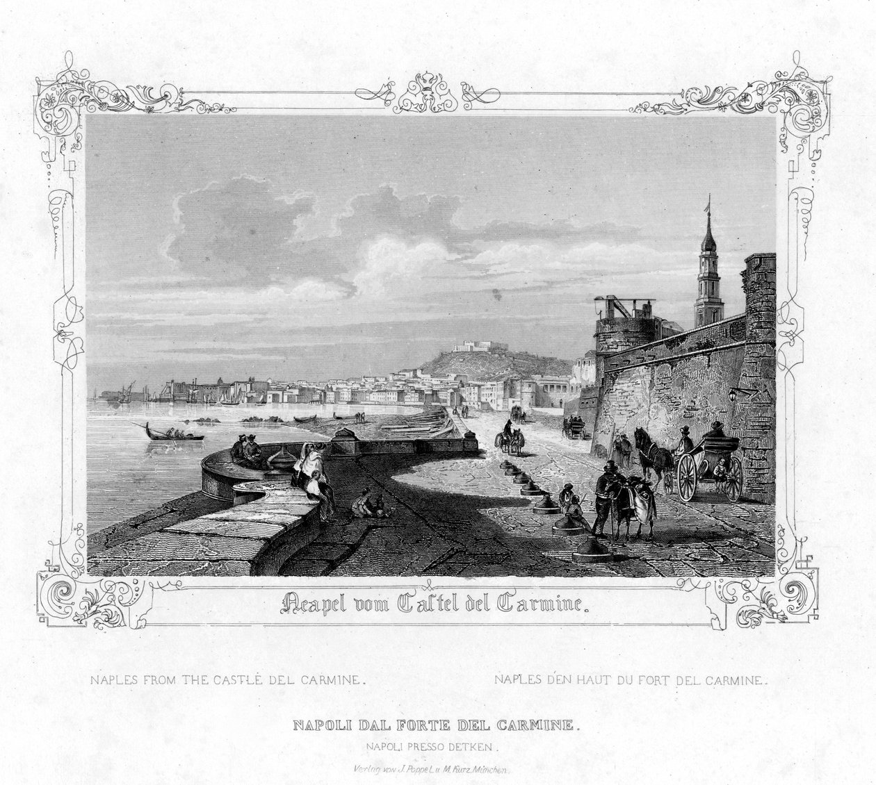 Napoli Carmine-linnasta, Italiasta, 1800-luku tekijältä J. Poppel