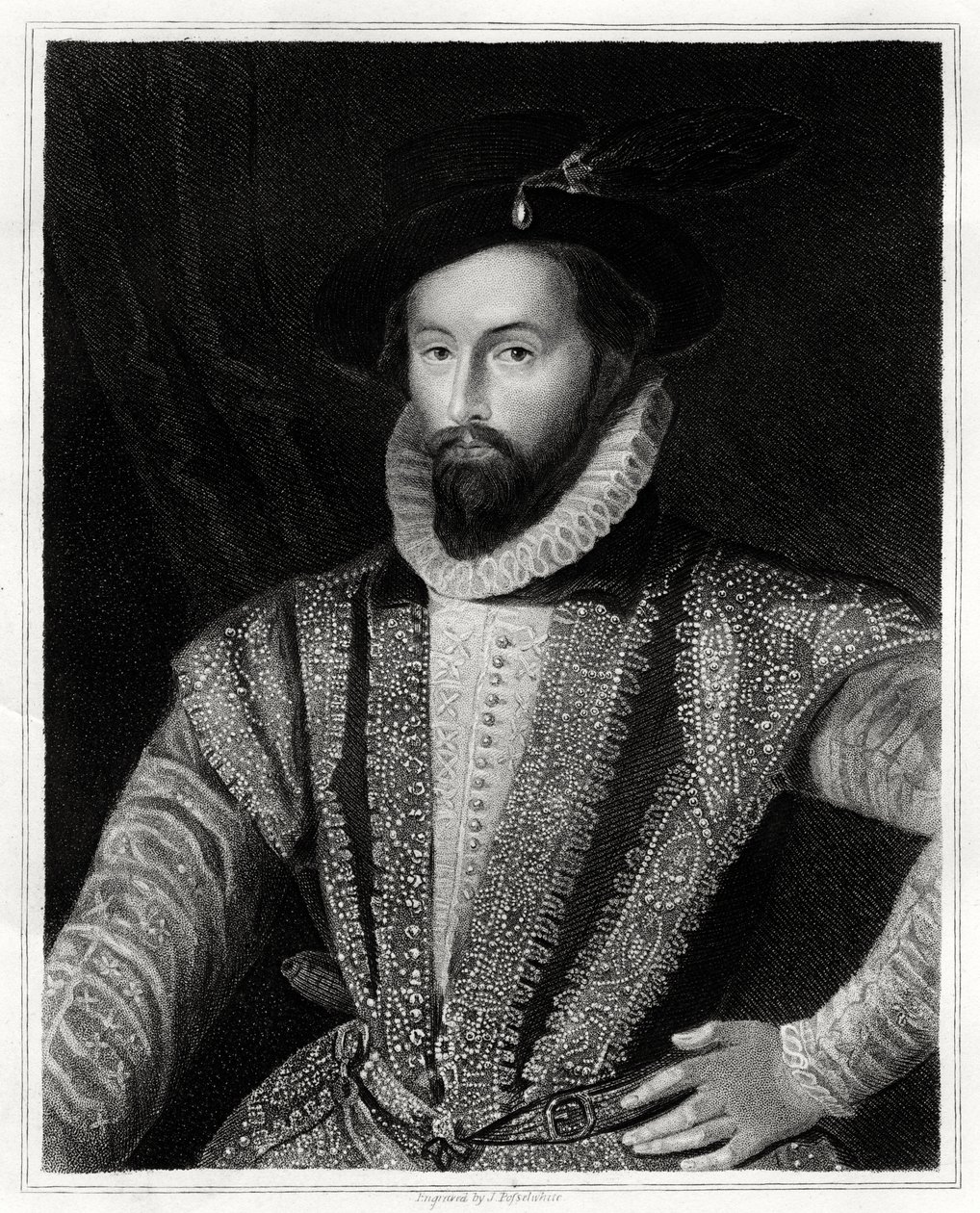 Sir Walter Raleigh, 1860 tekijältä J. Posselwhite
