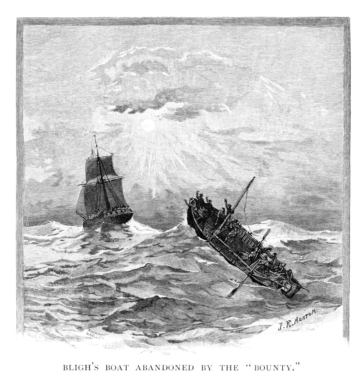 Bountyn hylkäämä kapteeni Blighsin vene, 1789 1886. tekijältä J. R. Ashton