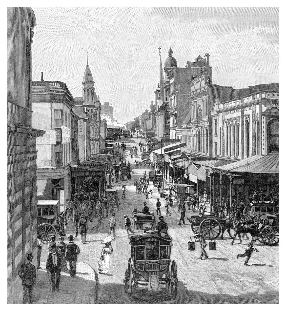 King Street, Sydney, Uusi Etelä-Wales, Australia, 1886. tekijältä J. R. Ashton