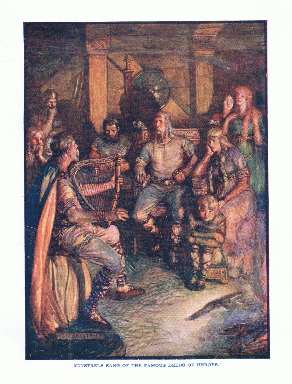 Minstrels lauloi kuuluisista sankareiden teoista, T C & EC Jackin Englannin kirjallisuuden pubista, n. 1920 tekijältä J. R. Skelton