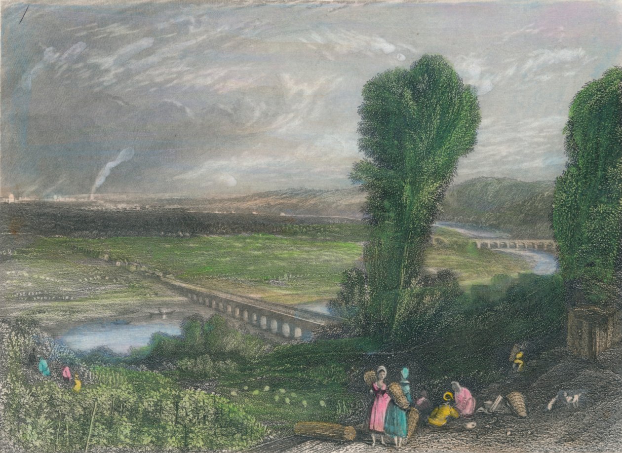 "St. Cloudin ja Sevresin sillat", 1835. tekijältä J Radclyffe