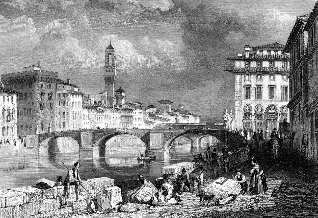 Ponte Santa Trinita, Firenze, Italia, 1800-luku. tekijältä J. Redaway