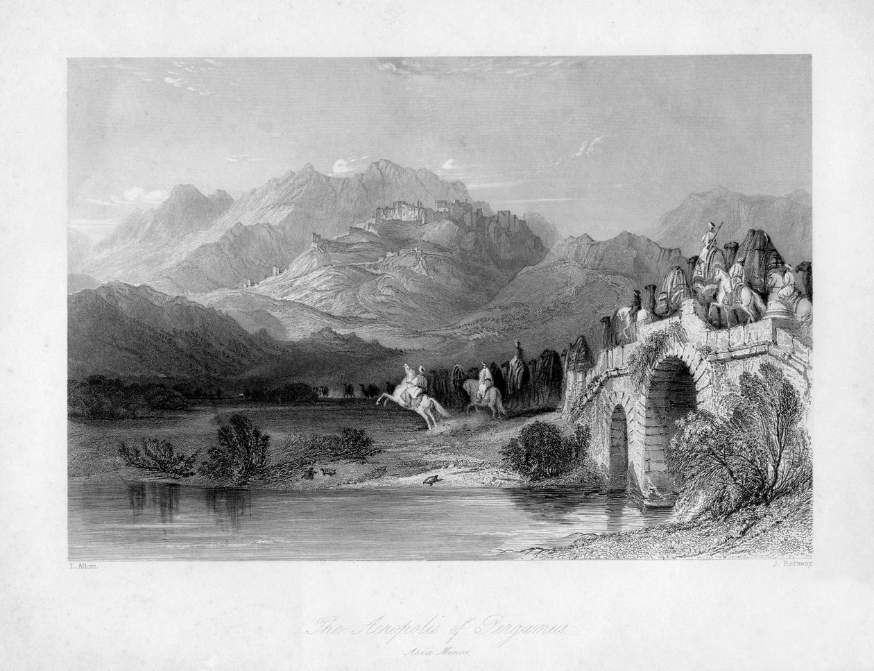 Pergamum Bergaman akropolis, Turkki, 1800-luku. tekijältä J. Redaway