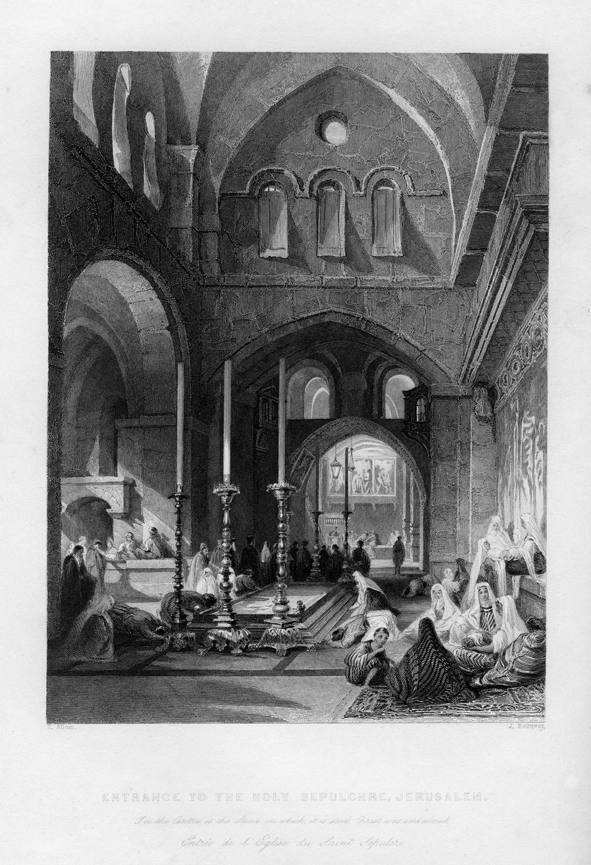 Pyhän haudan sisäänkäynti, Jerusalem, Israel, 1841. tekijältä J. Redaway