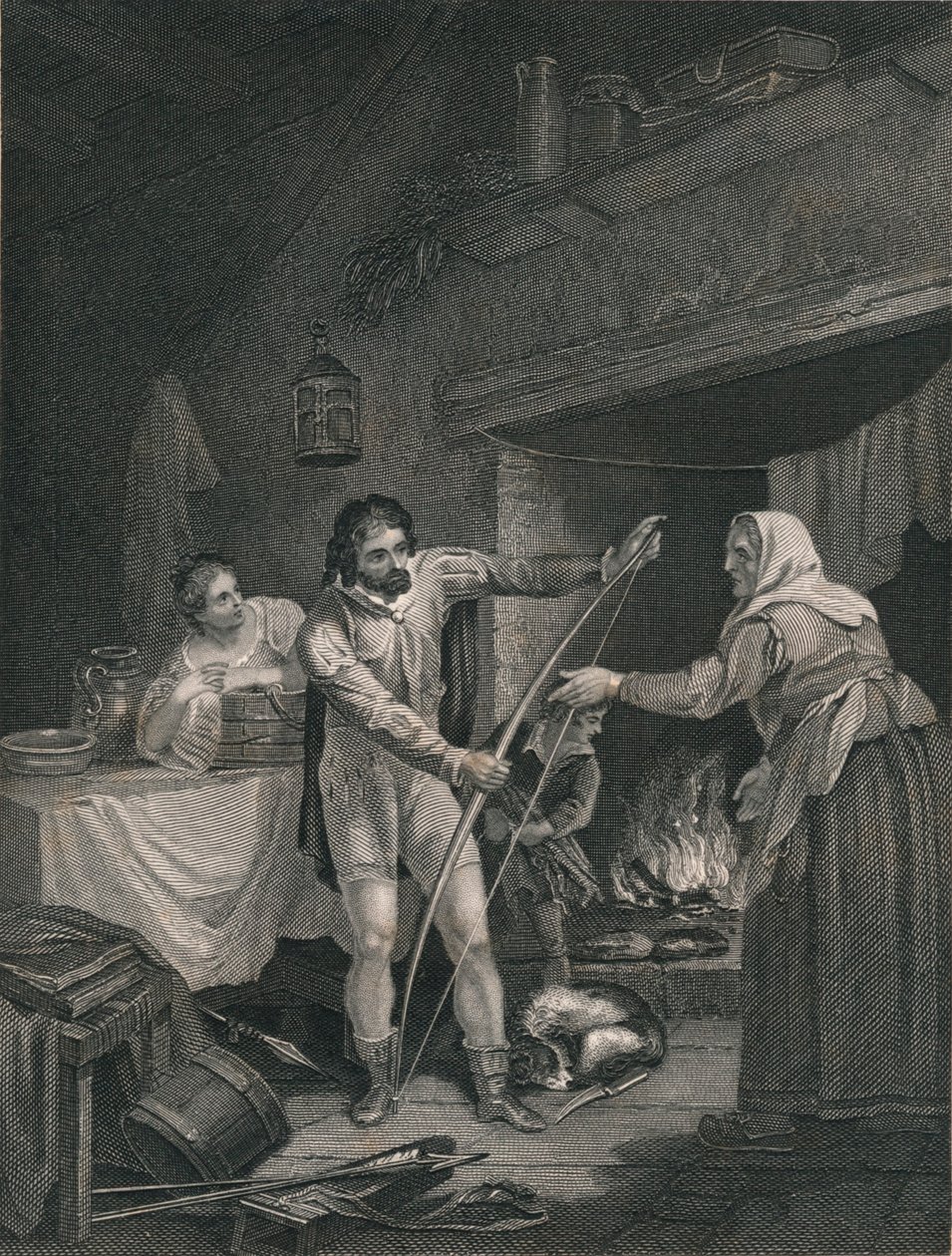 Alfred Neatherds-mökissä, 1800-luvun puoliväli. tekijältä J. Rogers