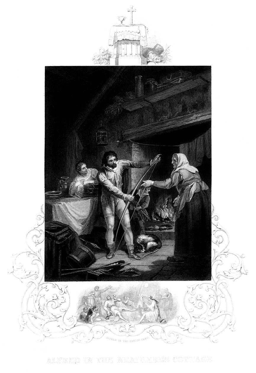 Alfred Suuri Neatherds-mökissä, 9. vuosisadalla jKr., 1880 tekijältä J. Rogers