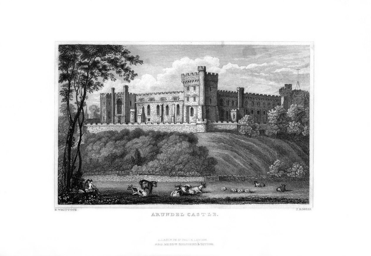 Arundelin linna, Länsi-Sussex, 1829. tekijältä J. Rogers
