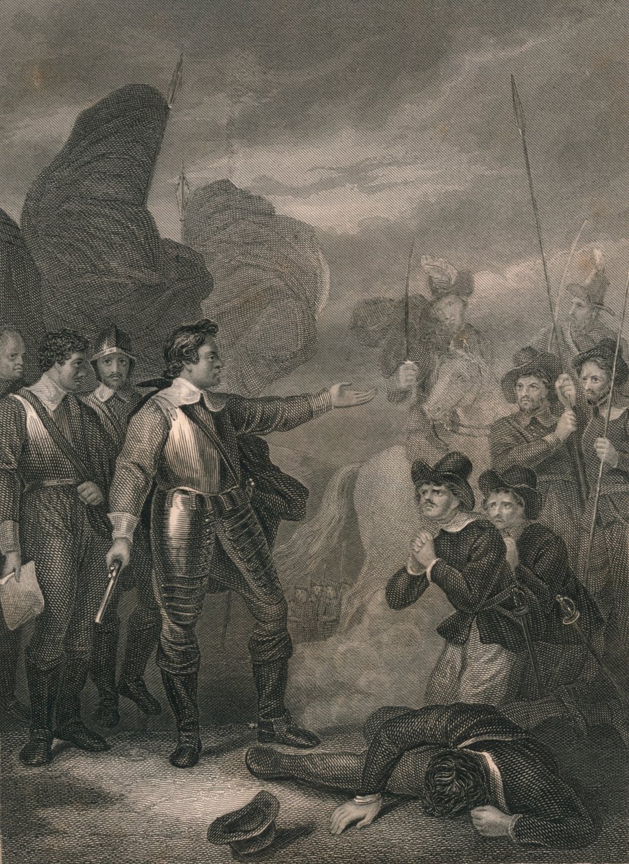 Cromwell tukahduttaa kapinan armeijassa, 1640-luku, 1800-luvun puoliväli. tekijältä J. Rogers