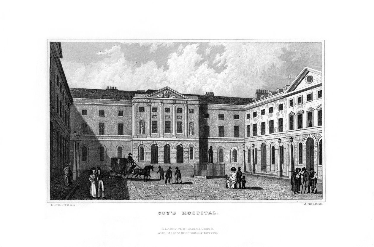 Guys Hospital, Southwark, Lontoo, 1829. tekijältä J. Rogers