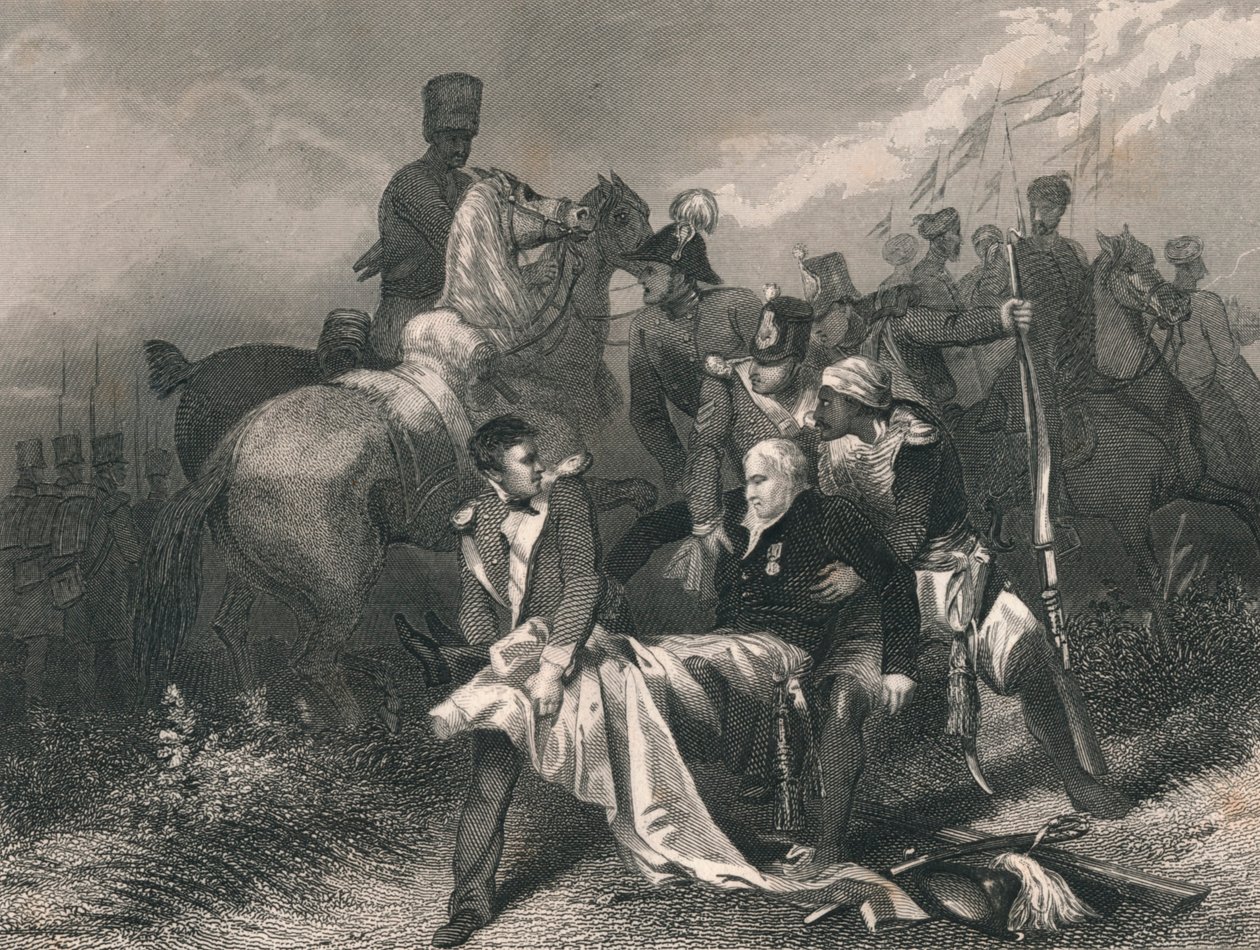 Kenraalimajuri herra. R. H. Sale...kuolemaan haavoittunut Moodkeen taistelussa..., 1800-luvun puoliväli. tekijältä J. Rogers