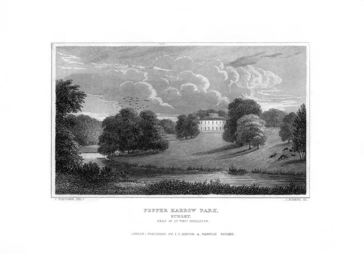Pepper Harrow Park, lähellä Guildfordia, Surreyssa, 1829. tekijältä J. Rogers