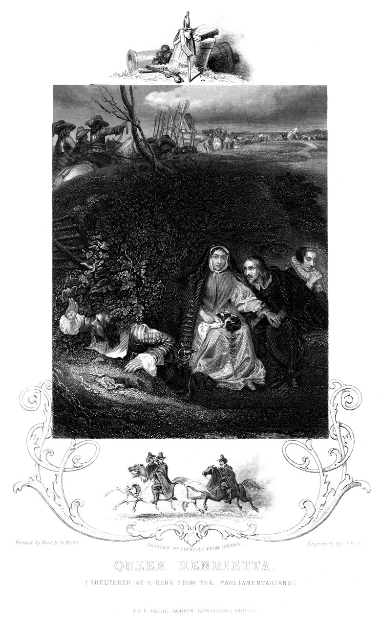 Kuningatar Henrietta 1609-1669 pankin suojassa kansanedustajilta, 1800-luku. tekijältä J. Rogers