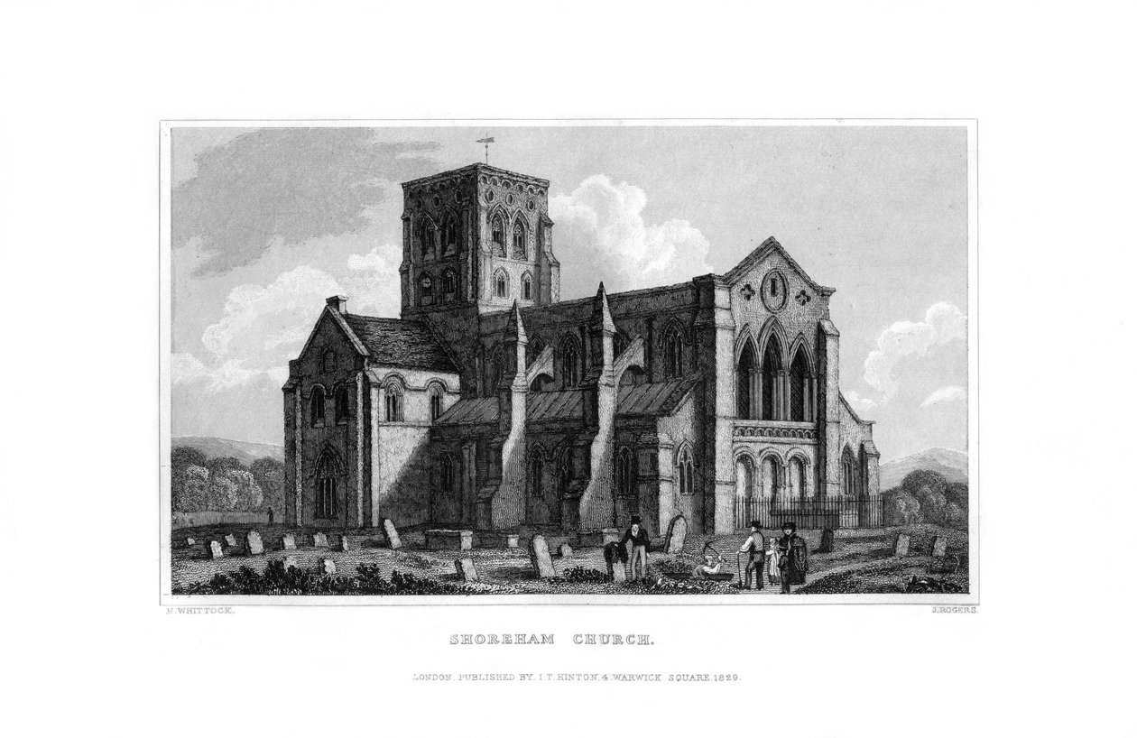 Shoreham Church, West Sussex, 1829. tekijältä J. Rogers