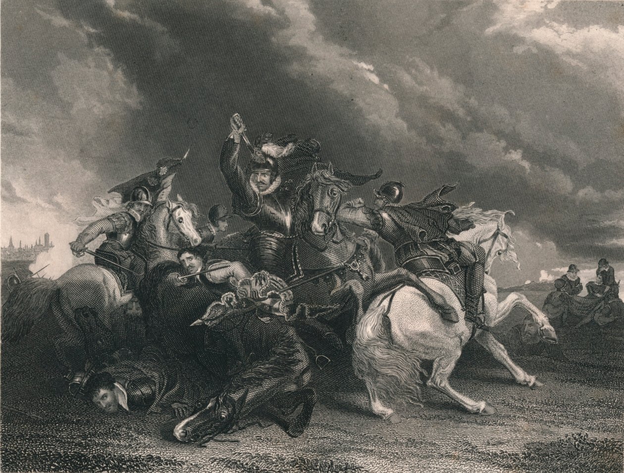 Sir William Russell Zutphenin taistelussa, 1586, 1830-luku. tekijältä J. Rogers