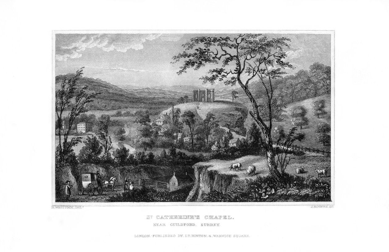 St Catherines Chapel, Guildford, Surrey, 1829. tekijältä J. Rogers