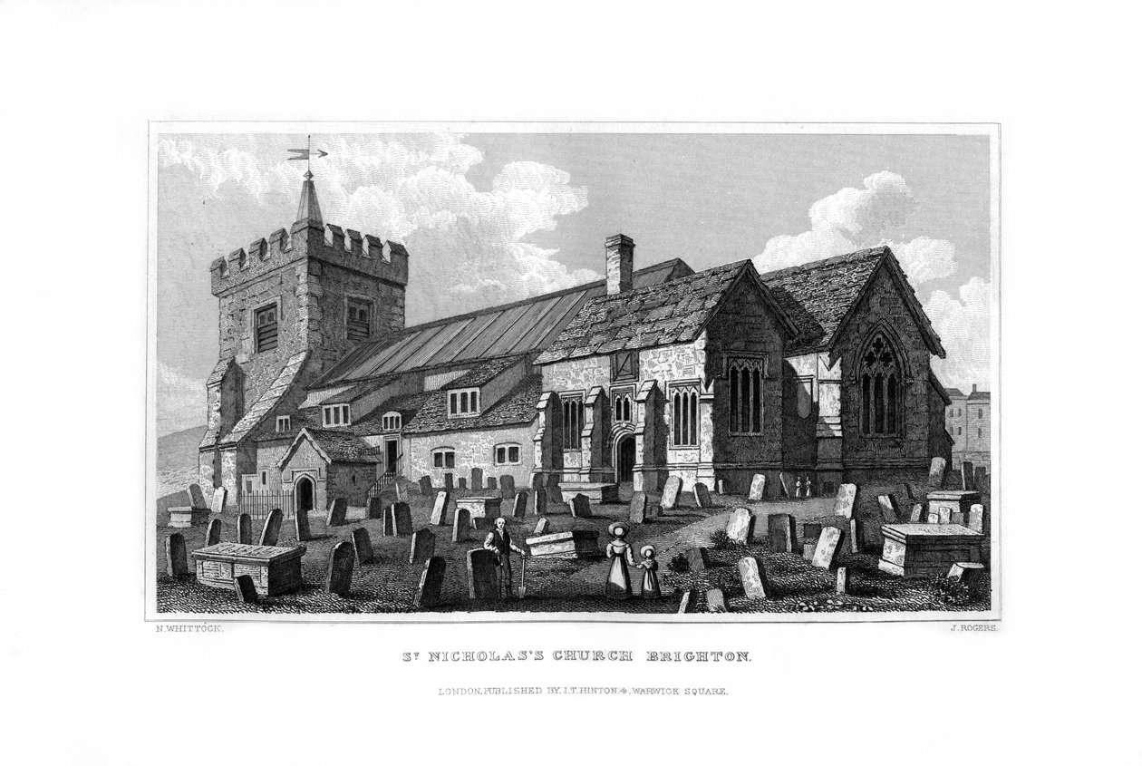 St Nicholas Church, Brighton, East Sussex, 1829. tekijältä J. Rogers