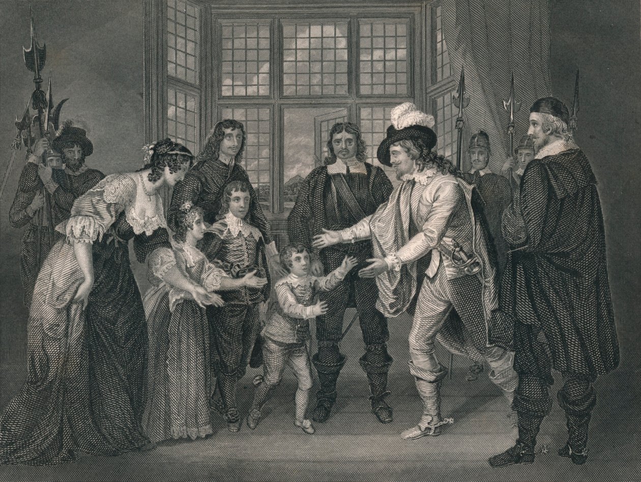 Kaarle I:n haastattelu lastensa kanssa, 1649, 1800-luvun alku-puoli. tekijältä J. Rogers