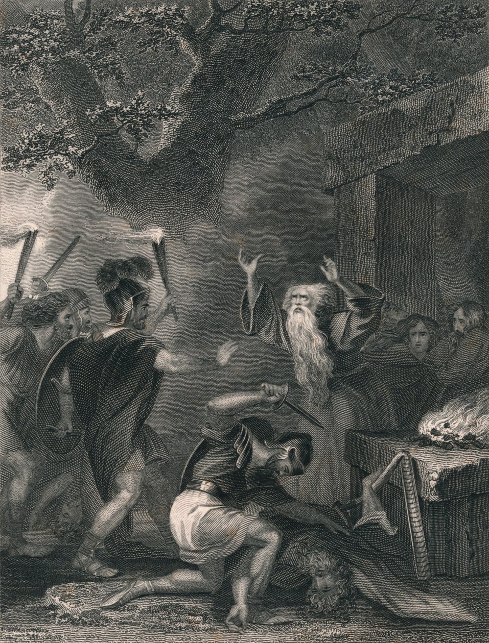 Druidien verilöyly, 1800-luvun puoliväli. tekijältä J. Rogers