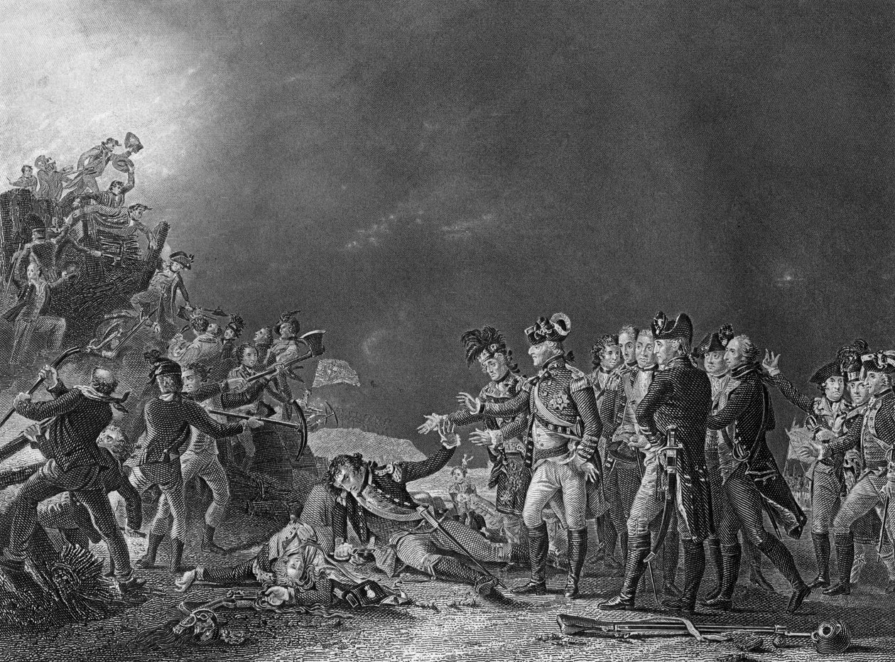 The Sortie, jonka teki Gibraltarin varuskunta, 27. marraskuuta 1781 c1857. tekijältä J. Rogers