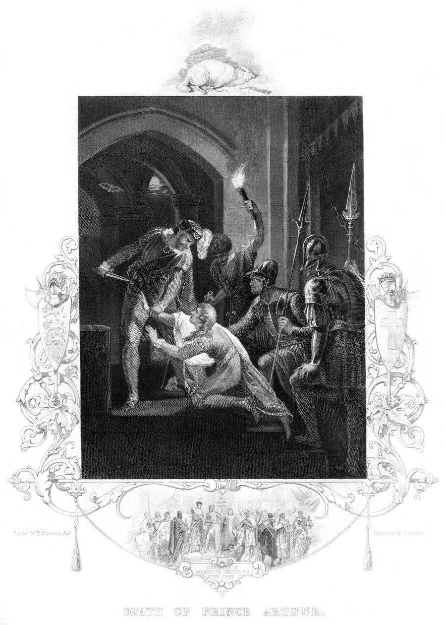 Prinssi Arthurin kuolema 1187-1203, 1800-luku. tekijältä J. Rogers