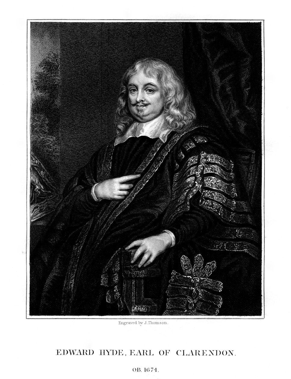 Edward Hyde, Clarendonin ensimmäinen jaarli, englantilainen historioitsija ja valtiomies, 1824. tekijältä J. Thomson