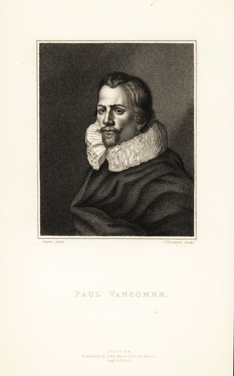 Paul van Somerin muotokuva, flaamilainen taiteilija ja Englannin kuninkaan James I:n hovimaalari, noin 1577-1621 tekijältä J. Thomson