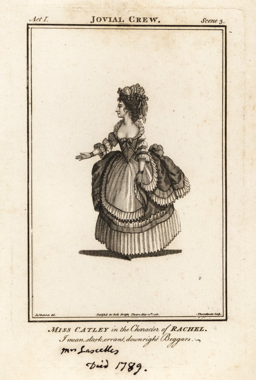 Neiti Ann Catley Rachelin roolissa Richard Bromen The Jovial Crew -elokuvassa, Covent Garden Theater tekijältä J. Thornthwaite