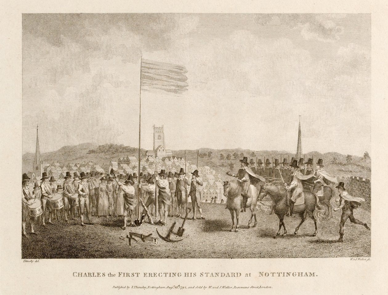 Charles the First pystytti standardinsa Nottinghamissa tekijältä J. Throsby