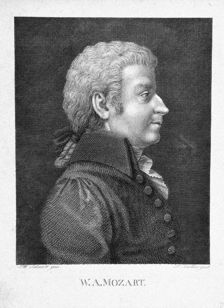 Wolfgang Amadeus Mozart, noin 1825 tekijältä J. W. Schmidt