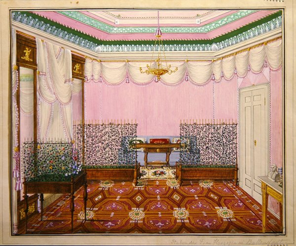 Uusklassinen biedermeier-kirjoitushuone Schloss Ballenstedtissä, Saxe-Anhaltissa tekijältä J. Willing