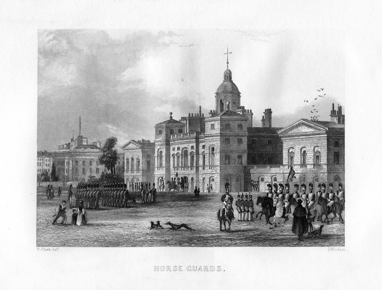 Horse Guards, Lontoo, 1800-luku. tekijältä J. Woods
