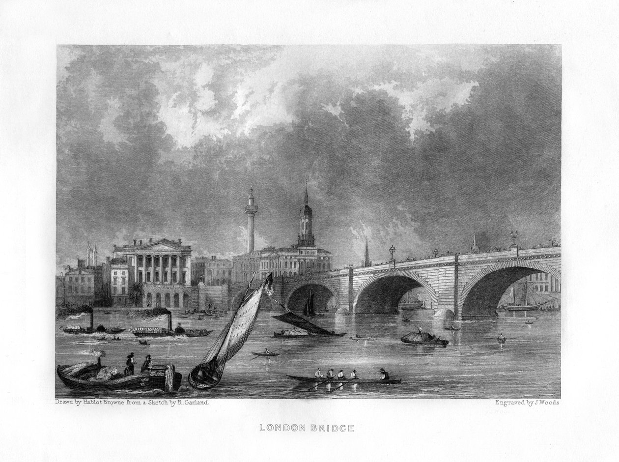 London Bridge, Lontoo, 1800-luku. tekijältä J. Woods