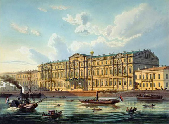 Suurherttua Mihailin palatsi ja palatsin pengerrys, paina Jacottet ja Bachelier, julkaisija Lemercier, Pariisi, 1850-luku tekijältä J. after Charlemagne