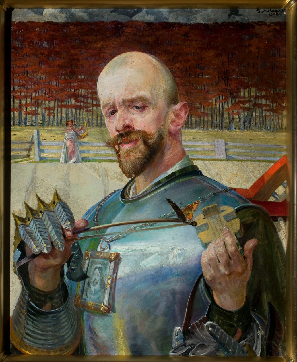 Omakuva haarniskassa ja viulut kädessä tekijältä Jacek Malczewski