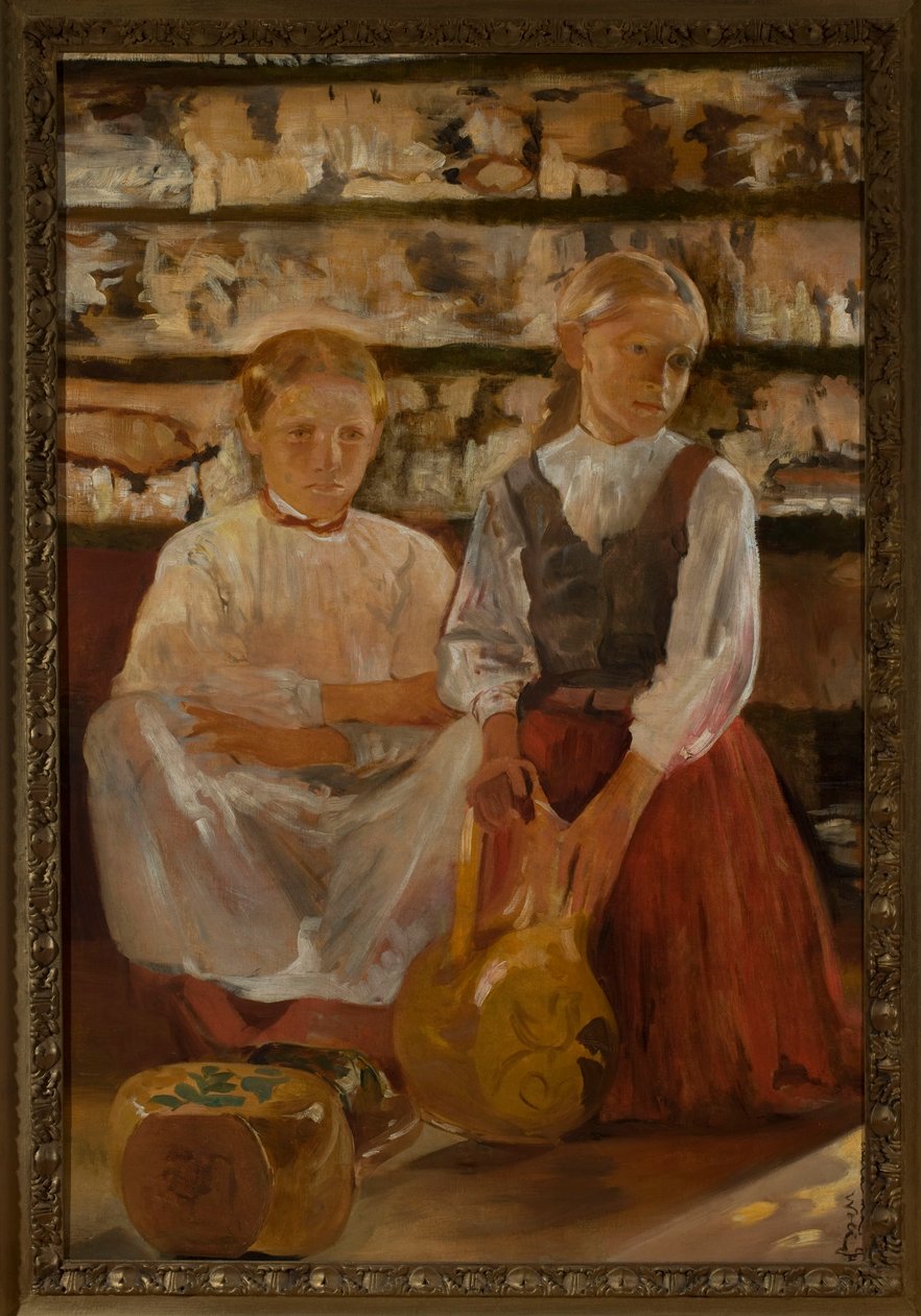 Kaksi tyttöä kannun kanssa tekijältä Jacek Malczewski