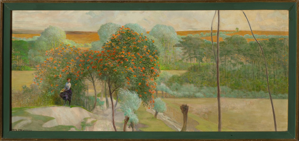 Maisema ja pihlaja, triptyykin "Mene puroille" oikea osa tekijältä Jacek Malczewski