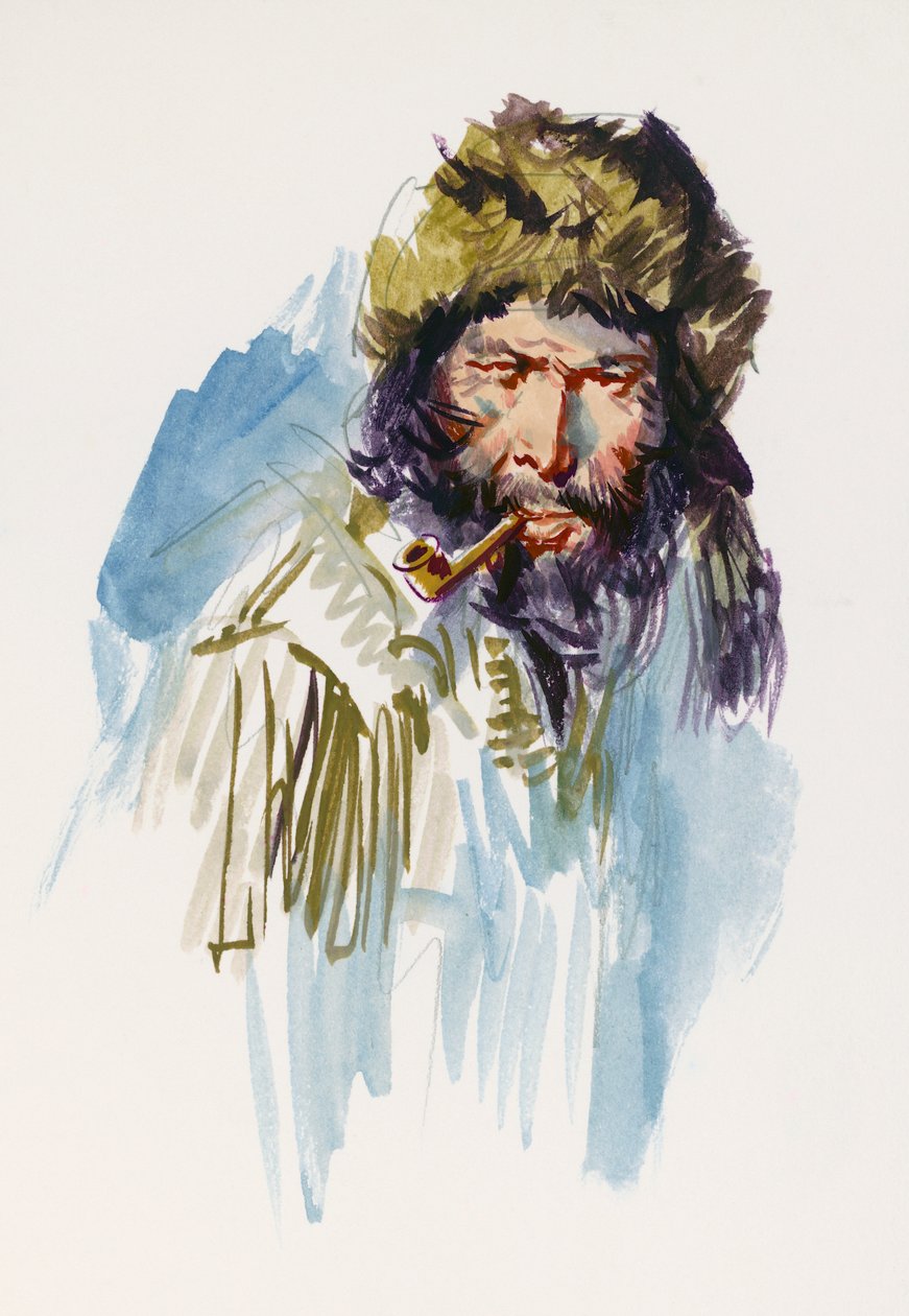 Kuvitus Call of Wildiin, Jack Londonin (1876-1916) seikkailukirjaan, piirustus tekijältä Jack London