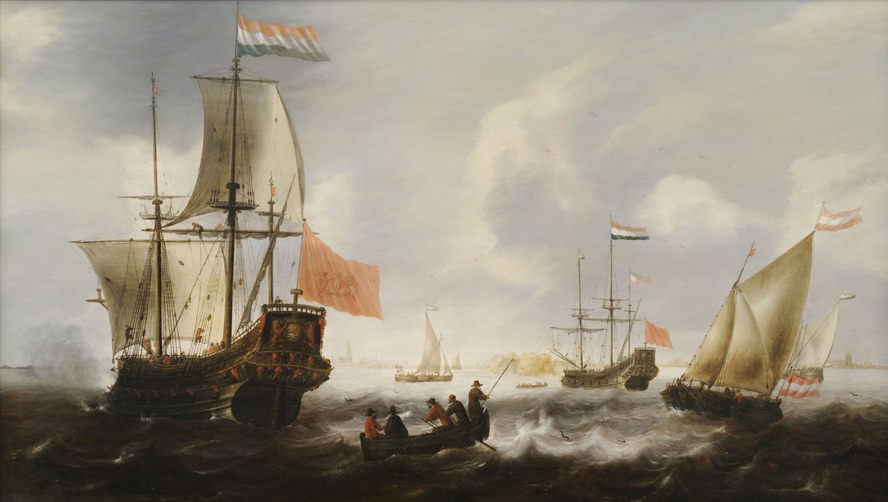 Holländische Fregatten und Boote an der Küste von Vlissingen tekijältä Jacob Adriaensz Bellevois