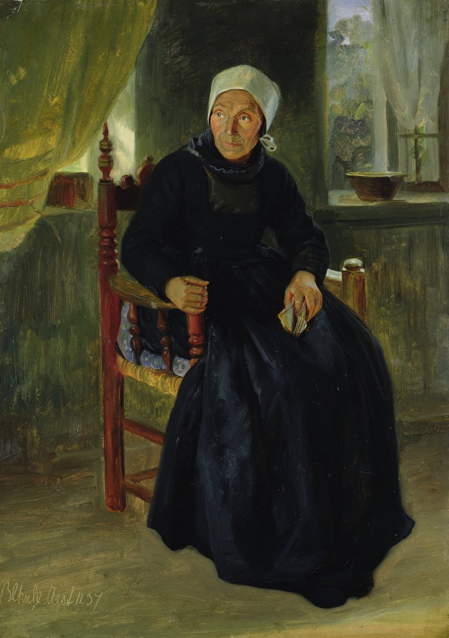 Nainen Blankenesestä, 1837 (öljy paperille kortille) tekijältä Jacob Gensler