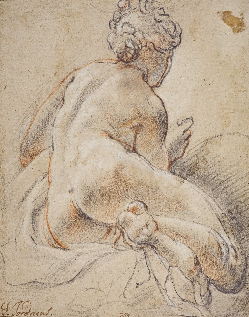 Naispuolinen alaston, takaa katsottuna tekijältä Jacob Jordaens