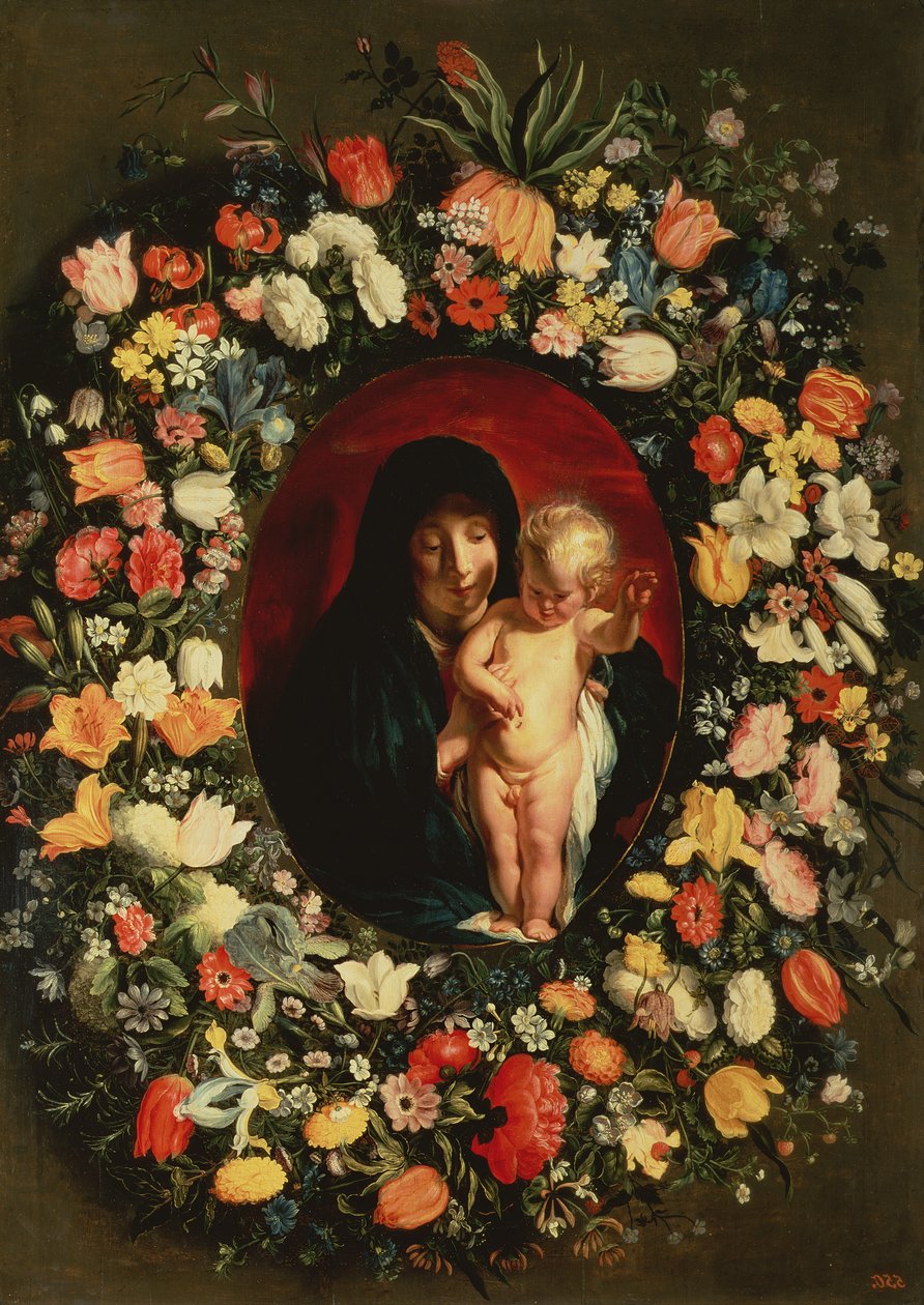 Madonna ja lapsi seppeleessä kukilla, n.1618 tekijältä Jacob Jordaens