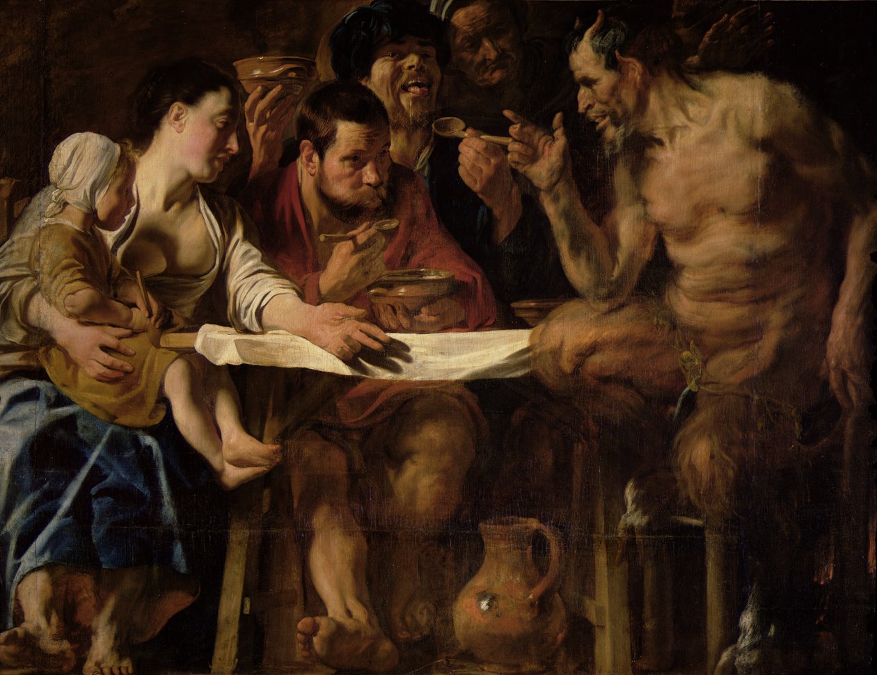 Satyr ja talonpoika, 1620 tekijältä Jacob Jordaens