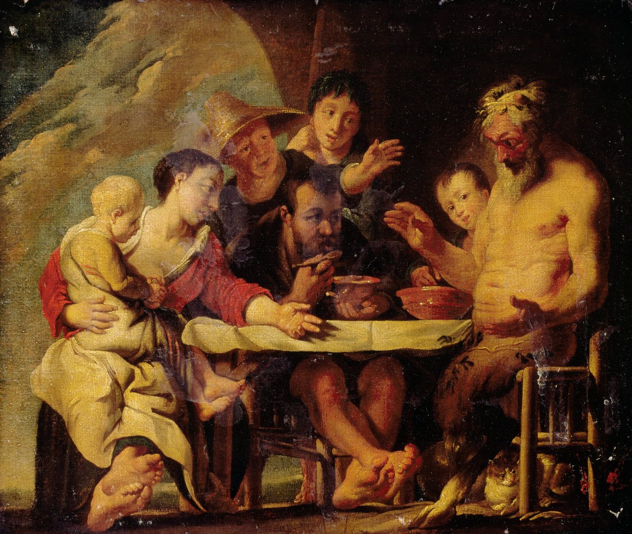 Satyyri ja talonpojat tekijältä Jacob Jordaens